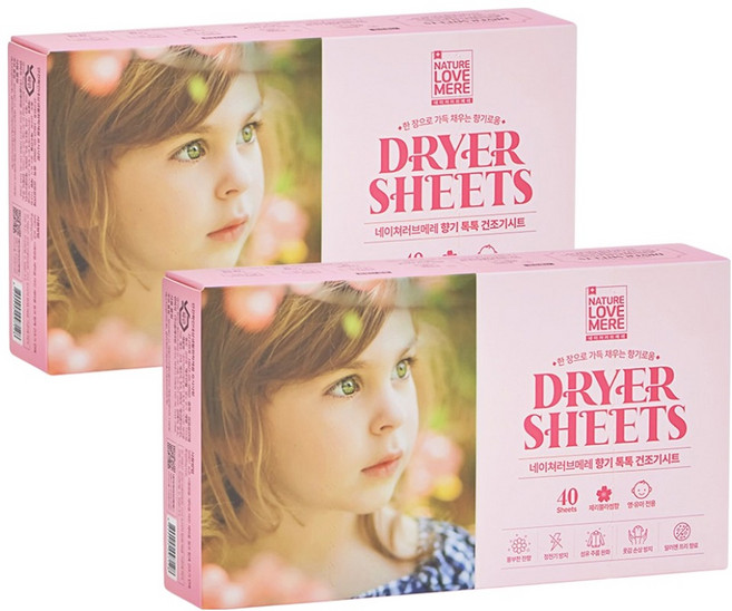 네이쳐러브메레 유아용 섬유유연제 건조기시트 체리블라썸향 40p, 80g, 2개