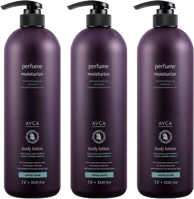 아브카 퍼퓸 대용량 바디로션 화이트머스크향, 3개, 1L