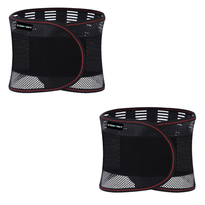 컴피닛 고탄력 통기성 메쉬 허리보호대 블랙, 2개