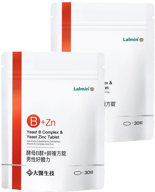 大醫生技 酵母B群 + 鋅複方錠 男性好體力, 1g, 30顆, 2包