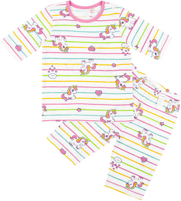 메이키즈 무지개 유니콘 7부 슬럽 실내복 상하의 세트