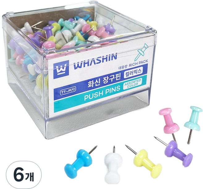화신 장구핀 리치팩 컬러믹스, 6개, 140개입