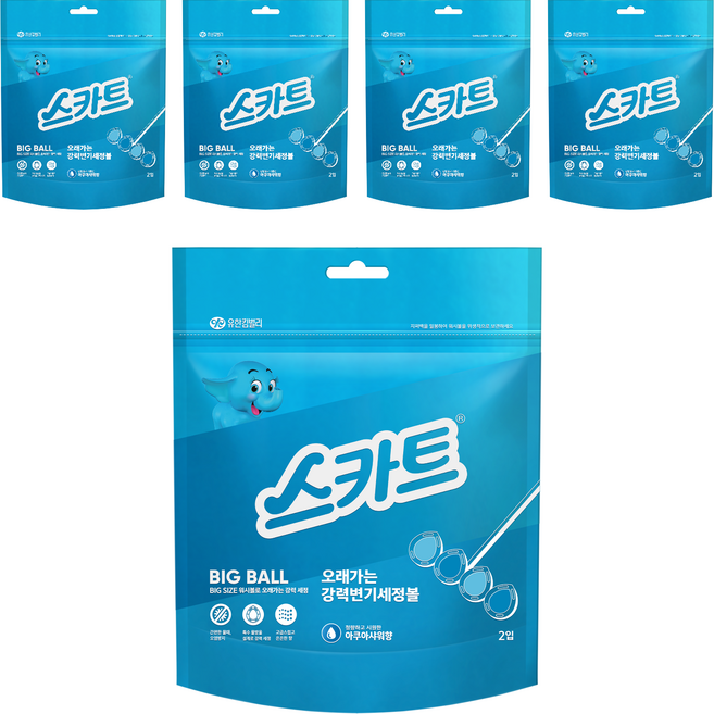스카트 오래가는 강력 변기 세정볼 아쿠아샤워향 2p, 5개