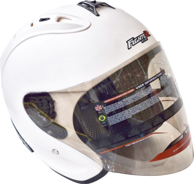 普通型露臉式騎乘機車用防護頭盔 含一層護目鏡, 啞白色