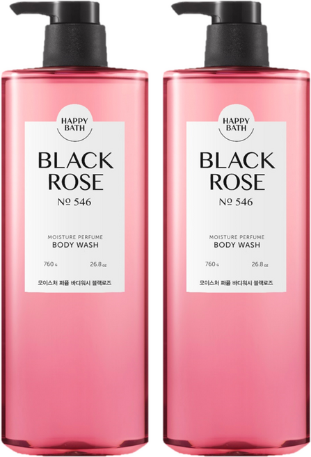 해피바스 모이스처 퍼퓸 바디워시 블랙로즈 향, 760g, 2개