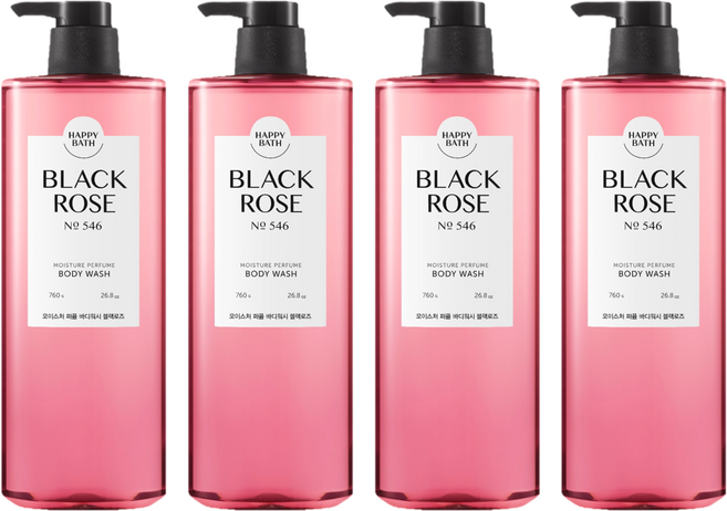 해피바스 모이스처 퍼퓸 바디워시 블랙로즈 향, 760g, 4개
