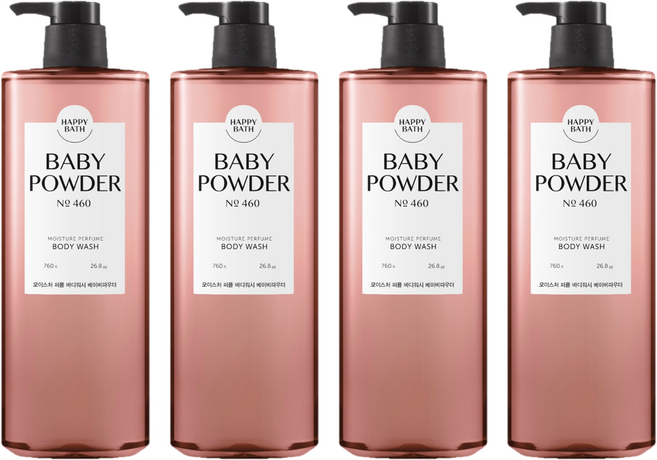해피바스 모이스처 퍼퓸 바디워시 베이비파우더 향, 760g, 4개