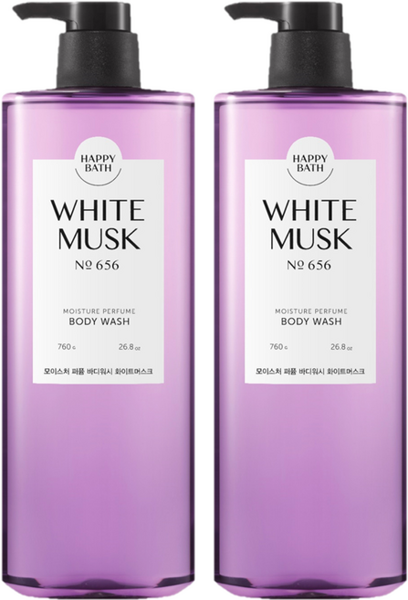 해피바스 모이스처 퍼퓸 바디워시 화이트머스크 향, 760g, 2개