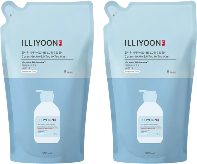 일리윤 세라마이드 아토 6.0 탑투토 워시 리필 무향, 500ml, 2개 - 쿠팡
