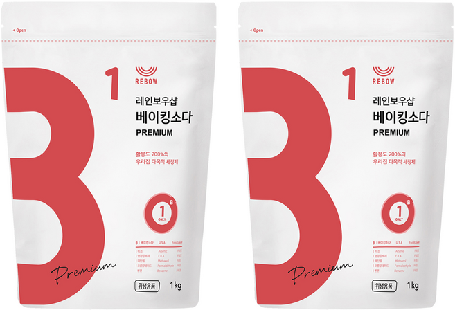 레인보우샵 베이킹소다 프리미엄, 1kg, 2개