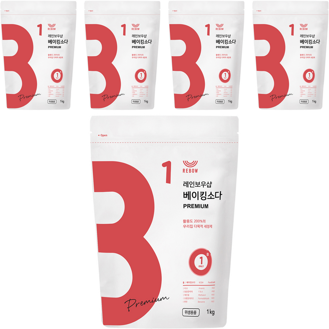 레인보우샵 베이킹소다 프리미엄, 1kg, 5개