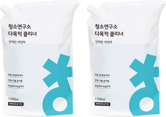 청소연구소 다목적 클리너 리필, 1.5L, 2개