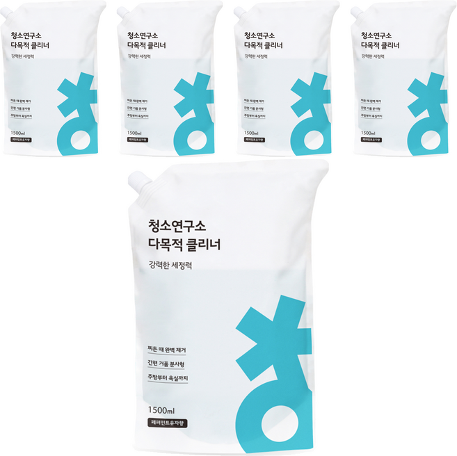 청소연구소 다목적 클리너 리필, 1.5L, 5개