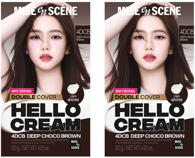 mise en scene 魅尚萱 Hello Cream 雙重遮蓋白髮染髮霜, 深巧克力棕色, 2個