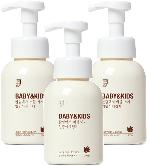 살림백서 베이비 앤 키즈 버블 아기 엉덩이 세정제 라벤더향, 300ml, 3개