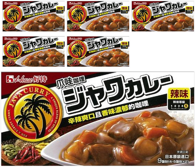 House 好侍 爪哇咖哩 辛辣與濃郁香味 日本原裝進口, 185g, 6盒