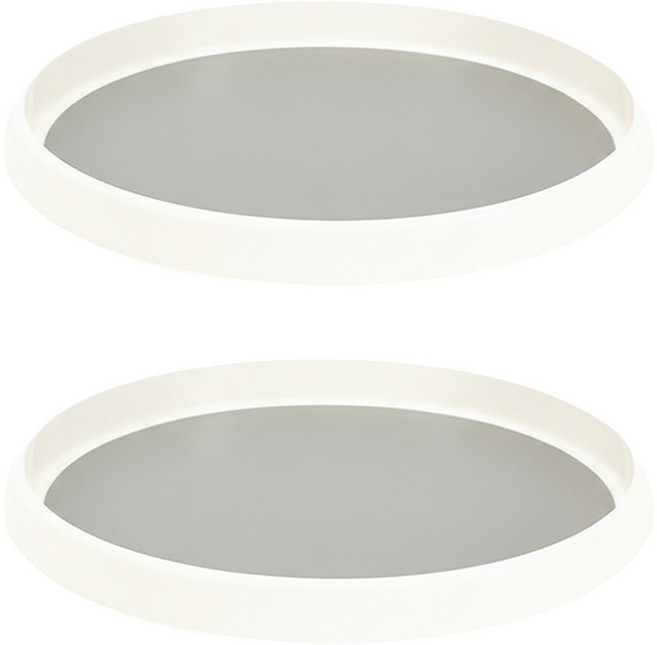 堅固耐用多功能旋轉托盤, 白+灰, 2個