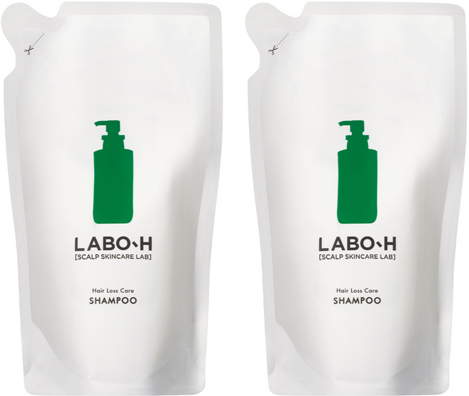 라보에이치 탈모증상완화 약산성 두피강화 비건 샴푸 리필팩, 400ml, 2개