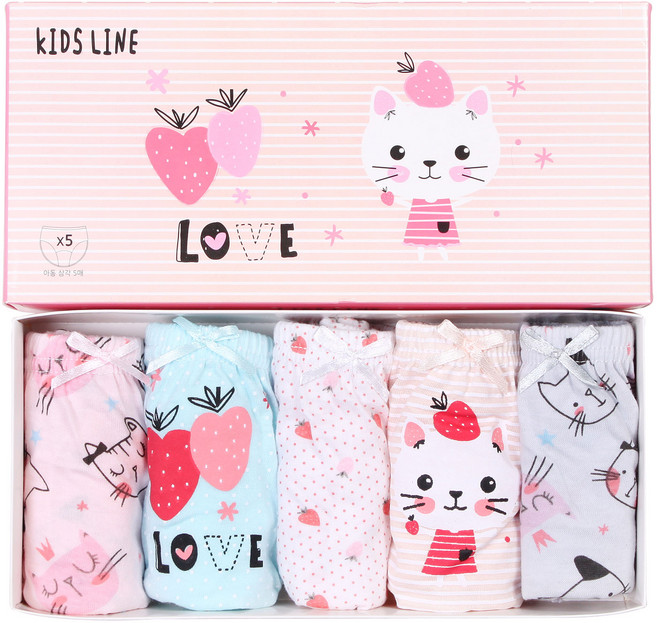 키즈라인 여아용 러브베리 삼각팬티 5매입 세트