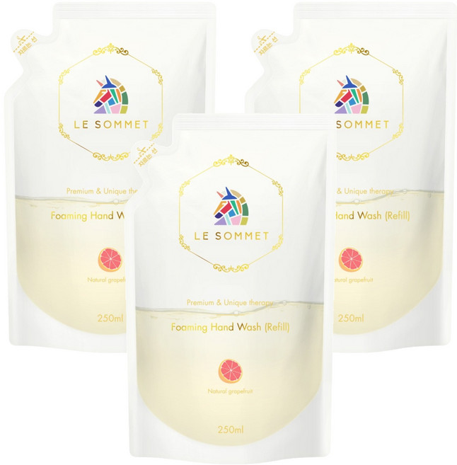르소메 프리미엄 포밍 핸드워시 리필용, 자몽향, 250ml, 3개