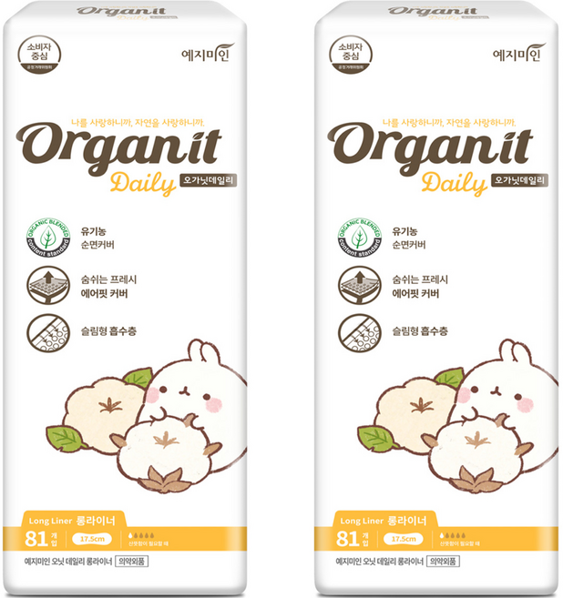 예지미인 오닛 데일리 커버 팬티라이너, 롱, 81개입, 2개