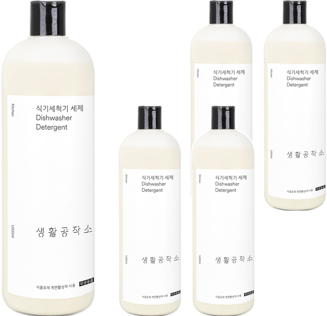 생활공작소 올인원 식기세척기용세제, 1L, 5개