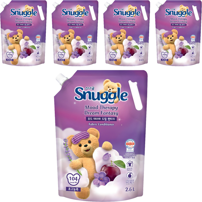 스너글 무드테라피 섬유유연제 드림 판타지 리필, 2.6L, 5개