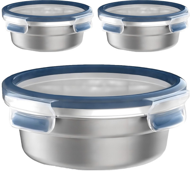 Tefal 特福 MasterSeal 可微波不鏽鋼保鮮盒含蓋, 1個容器 + 1個蓋子, 3組