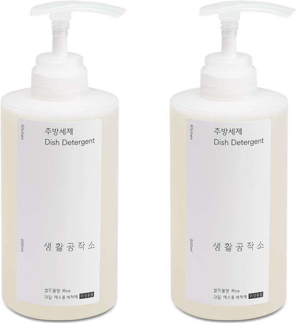 생활공작소 주방세제 쌀뜨물향, 500ml, 2개