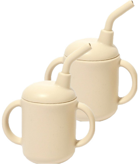 agabang 孩童矽膠吸管杯 120ml, 乳白色, 2個