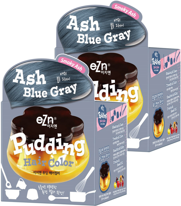 eZn 푸딩 헤어 컬러 염모제 70ml, 애쉬블루그레이, 2개
