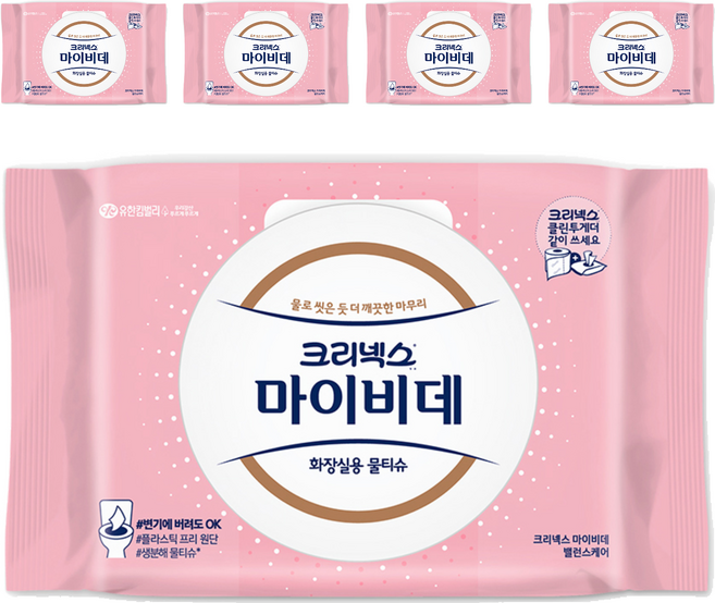 마이비데 밸런스케어 화장실용 물티슈 캡형, 55g, 40매, 5개