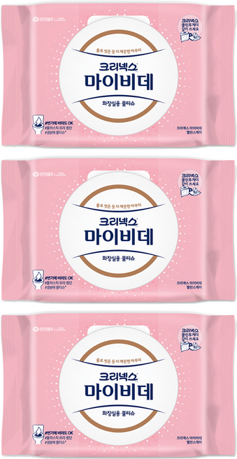 마이비데 밸런스케어 화장실용 물티슈 캡형, 55g, 40매입, 3개