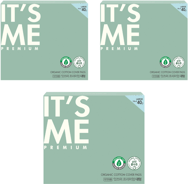 잇츠미 퓨어앤핏 프리미엄 생리대 날개형, 대형, 40개입, 3개