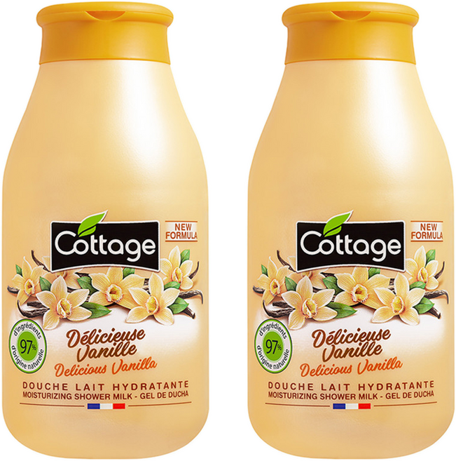 코티지 딜리셔스 바닐라 모이스처라이징 샤워 밀크 바디워시, 250ml, 2개