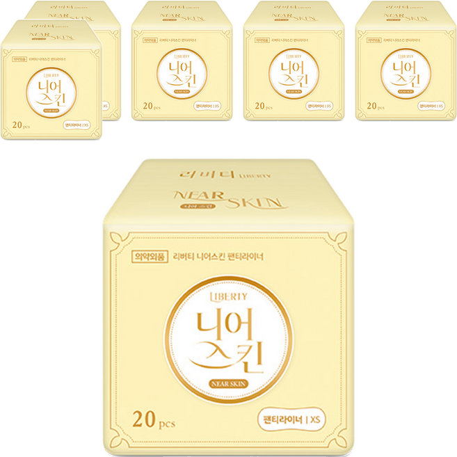 리버티 니어스킨 생리대 팬티라이너, 롱, 20개입, 6개