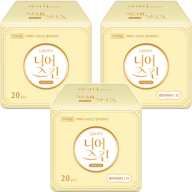 리버티 니어스킨 생리대 팬티라이너, 롱, 20개입, 3개