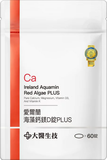 大醫生技 愛爾蘭海藻鈣鎂D錠PLUS 黃金配方鈣鎂比3:1 含維生素D3 維生素K, 60錠, 1包