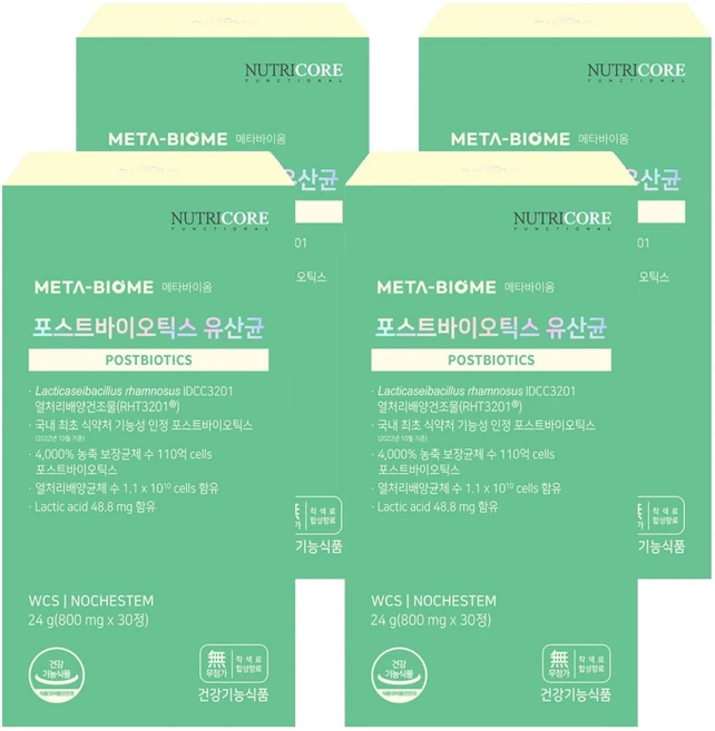 뉴트리코어 포스트바이오틱스 유산균, 30정, 4개 - 쿠팡