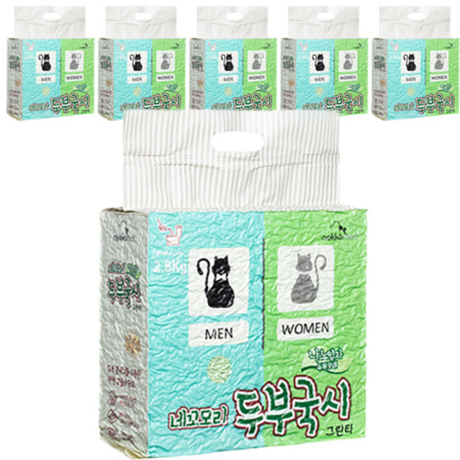 네꼬모리 두부국시 나노입자 고양이모래, 2.8kg, 6개, 그린티