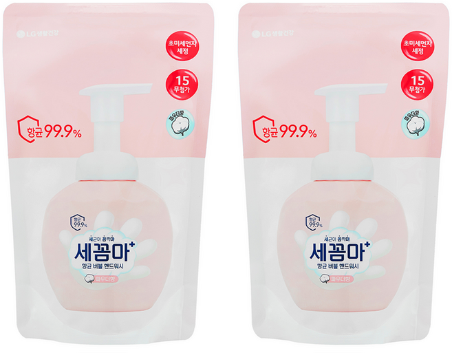 세균아꼼짝마 항균 버블 핸드워시 파우더향 리필, 200ml, 2개