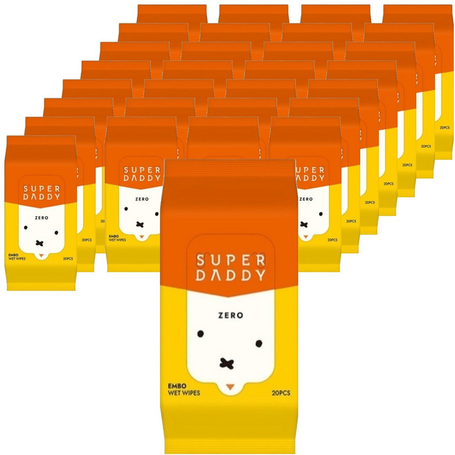슈퍼대디 X 저자극 제로 아기물티슈 리필형, 20매, 64세트
