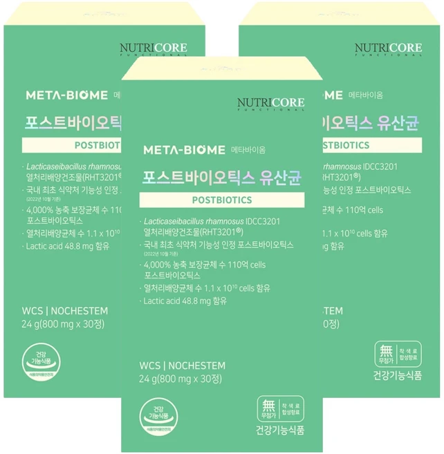 뉴트리코어 포스트바이오틱스 유산균, 30정, 3개 - 쿠팡