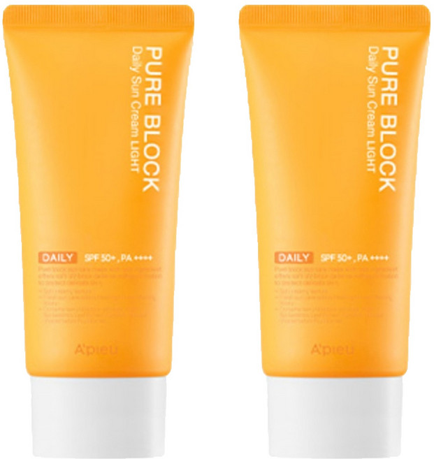어퓨 퓨어블록 내추럴 데일리 선크림 라이트 SPF50+ PA++++, 50ml, 2개