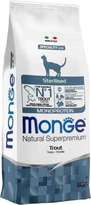 MonGe 瑪恩吉 結紮貓 天然全能 乾飼料, 1袋, 10kg, 鱒魚