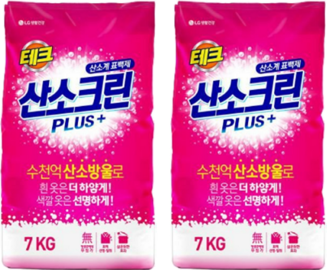 테크 산소크린 플러스 분말 표백제, 7kg, 2개