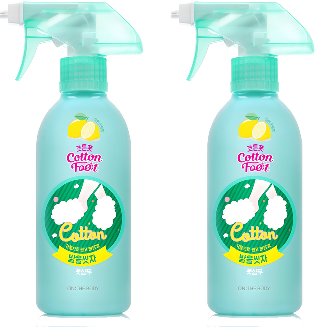 온더바디 코튼풋 발을씻자 풋샴푸 레몬민트향, 1개입, 2개, 385ml