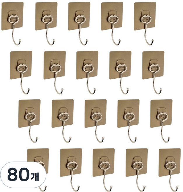 윈프라이스 강력 접착식 벽걸이 매직후크패드, 실버, 80개