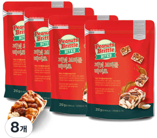 리치팜너트 피넛 브리틀 바이츠, 210g, 8개
