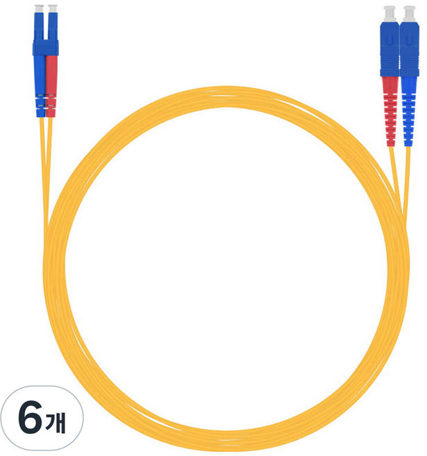 넥스트유 싱글모드 LC-SC 광 점퍼코드 패치코드 NEXT-LS203SM, 옐로우, 6개, 3m